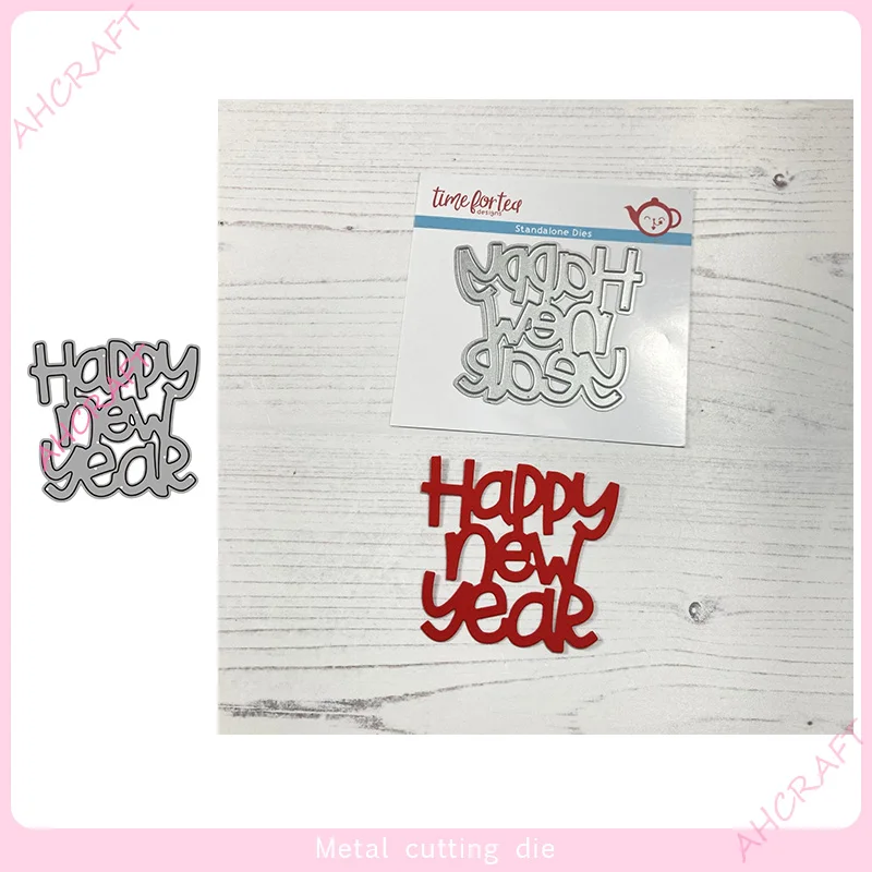 Happy New Year Words Metal Cutting Dies for DIY Scrapbooking Photo Album Decorative Embossing PaperCard Crafts Die2020