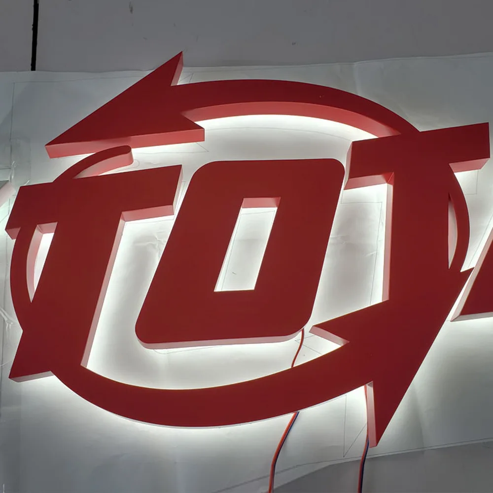 

Customized shopfront outdoor backlit red painted stainless steel led channel letter logo