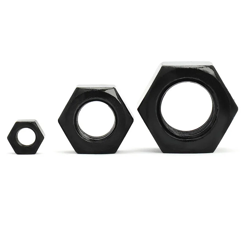 1/2/5/10/20/25/50pcs Black Grade 8.8 Steel DIN934 Hex Hexagon Nut M1.4 M1.6 M2 M2.5 M3 M4 M5 M6 M8 M10 M12 M14 M16 M18 M20 M24