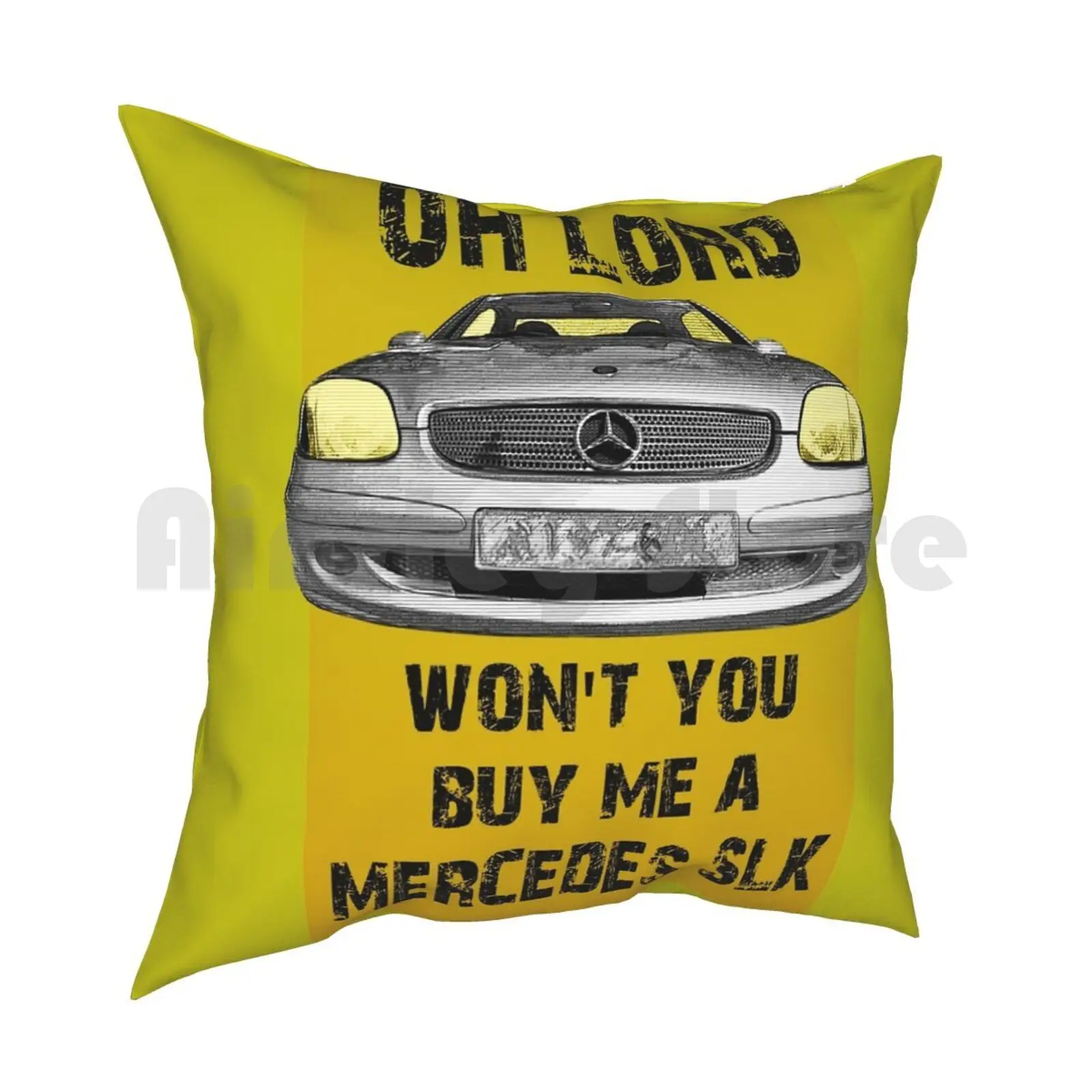 Oh Lord-Song Text Pillow Case Printed Home Soft Throw Pillow Star Daimler Label Automobile Auto Club Car Sports Car