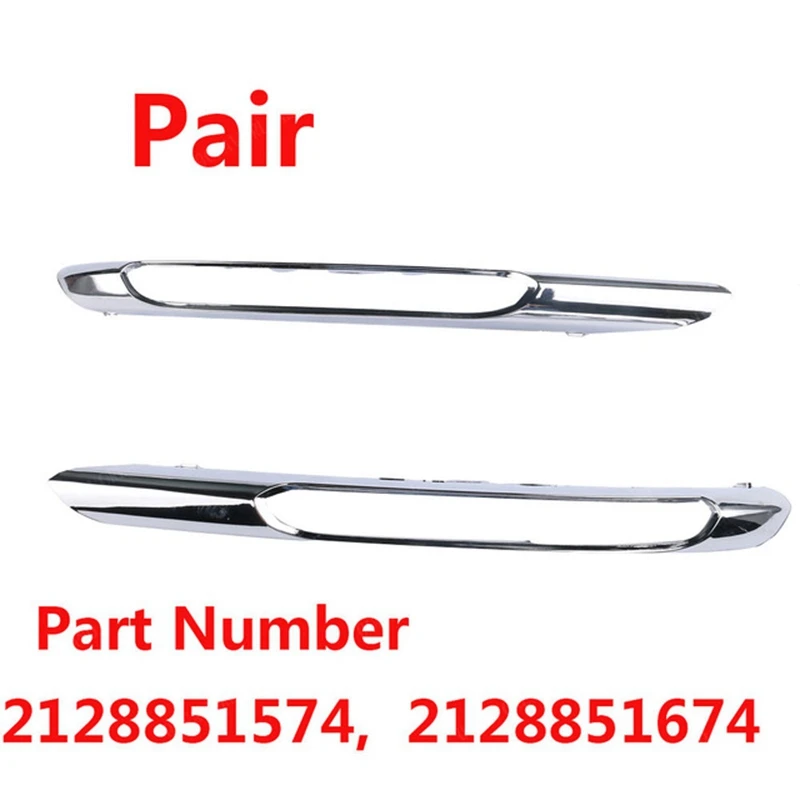 2Pcs Front Bumper Fog Light Grille Chrome Trim Molding Left Right for Mercedes Benz W212 09-12 2128851574 2128851674