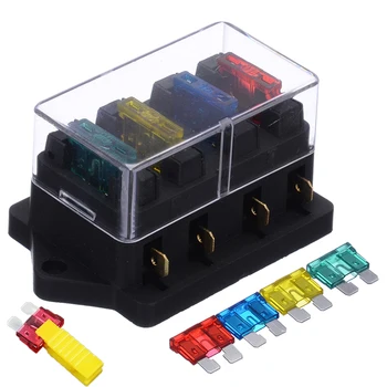 1 adet 4 yollu sigorta kutusu DC 12V 24V 40A devre araç römorku oto Blade sigorta kutusu blok tutucu ATC ATO sigorta tutucu 8 sigorta ve klip