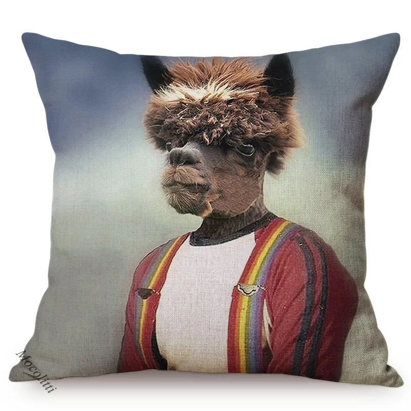 Europe Art Posters Style Decorative Cushion Cover Deer Giraffe Owl Ostrich Funky Animal Vintage Portrait Sofa Poszewka na poduszkę — zdjęcie 6