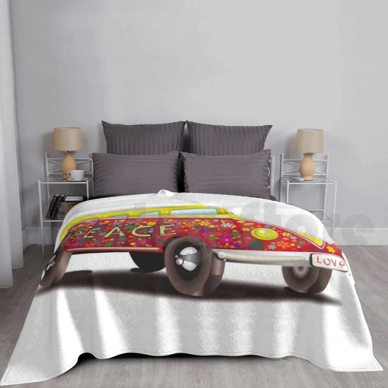 Van Peace Blanket For Sofa Bed Travel Van Peace Love