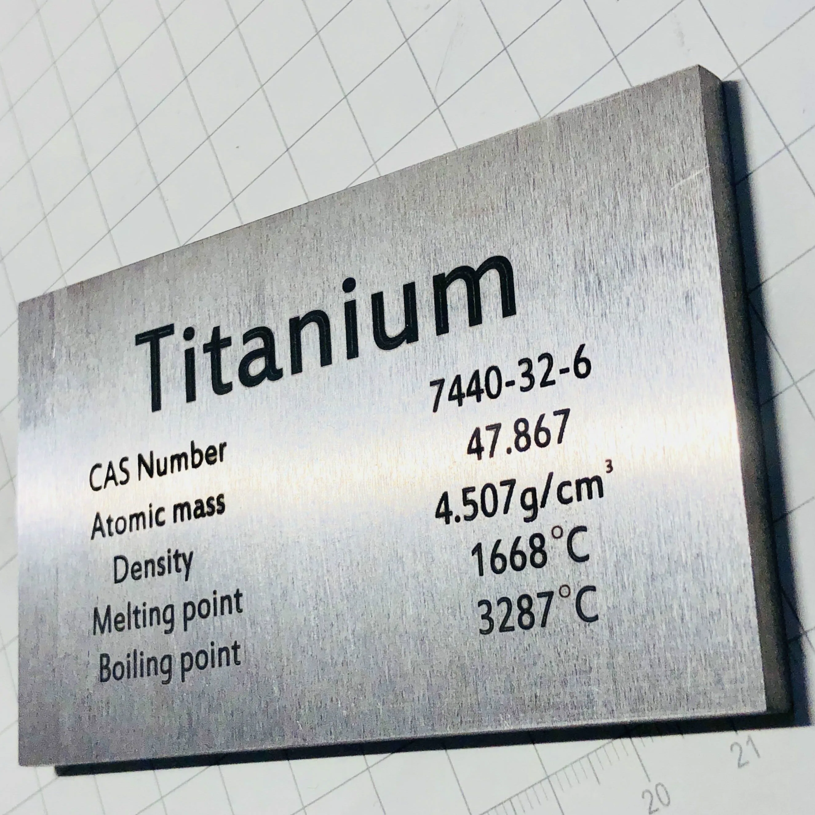 

99.9% Titanium Ti Carved Element Periodic Table Board Model 5*60*100mm 138g