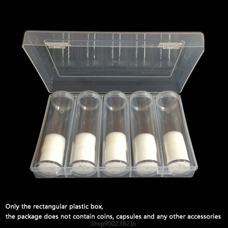 Rectangular Clear Plastic Storage Box Collection Case Protector for 100pcs 27mm/30mm Coin Capsules Holder S26 20 Dropship