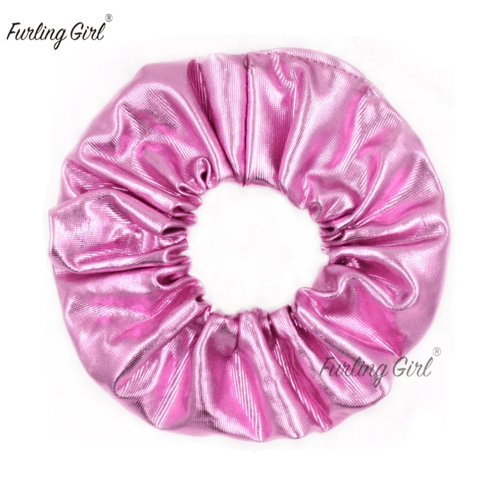 Furling Girl 1 PC Faux Leather Shiny Hair Scrunchies Hair Ties Ponytail Holder for Women Hair Accessories Elastic Hair Bands