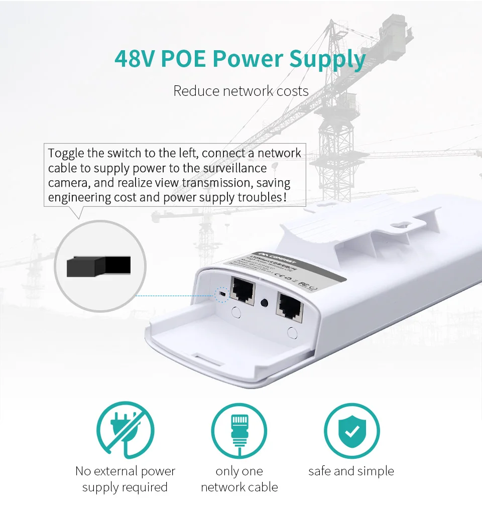 COMFAST Outdoor WiFi Bridge 3-5KM Long Rang Network Monitoring CPE Client Receive WIFI Signal Extender Transmission CF-E314N