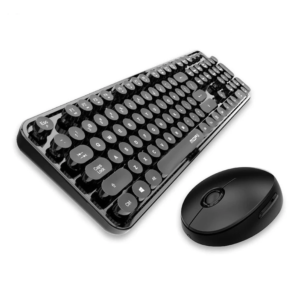 Wireless 2.4Ghz Keyboard And Mouse Combination Retro Round Keycap Fn Key Combination Function Multiple Colors Cute Keyboard