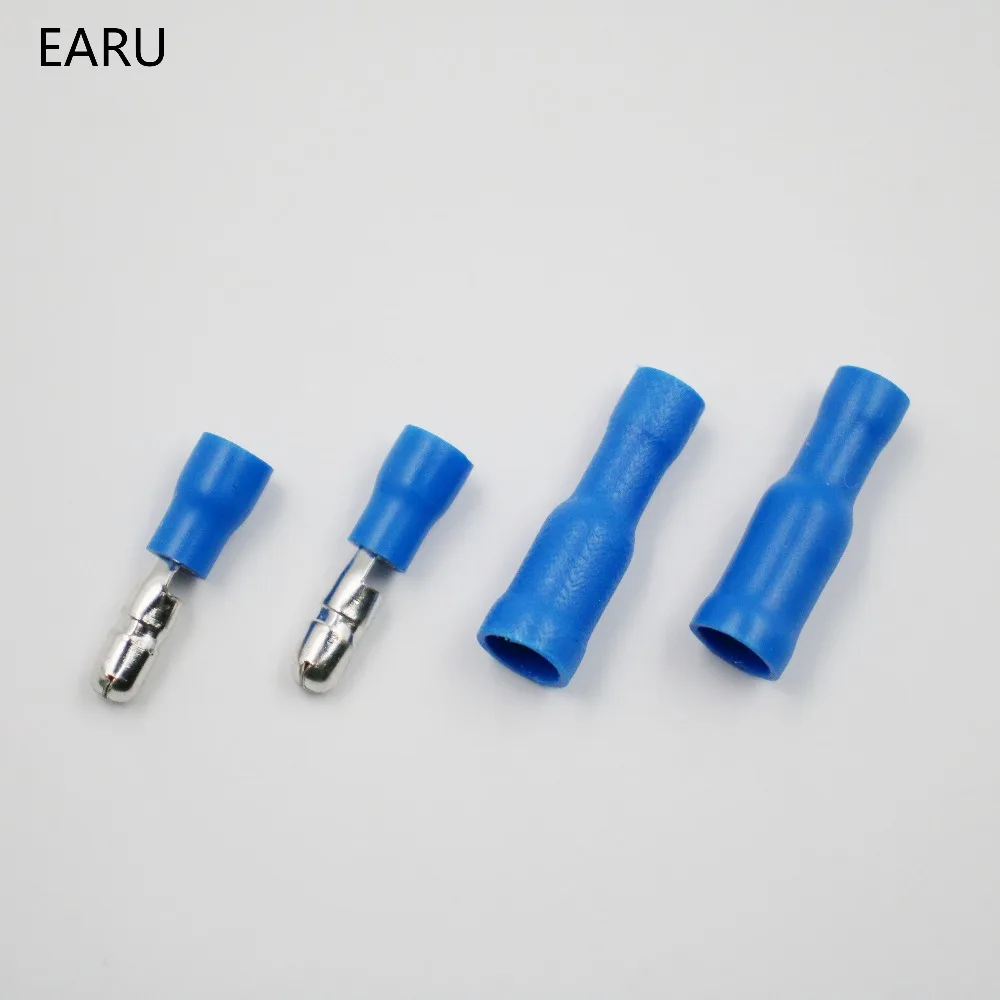 50pcs Blue Male Female Bullet Insulated Connector Crimp Terminals Wiring Cable Plug FRD2-156 FRD1.25-156  MPD1.25-156 Hot