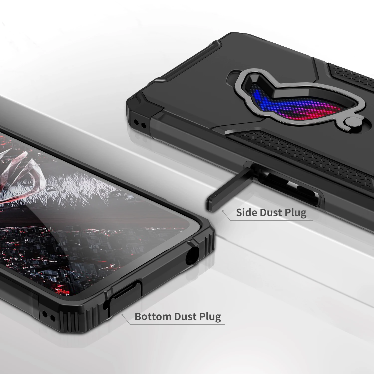 Imagem -03 - Zshow-armor Case para Asus Rog Phone 5s Air Trigger Compatível com Kickstand Dust Plug Proteção contra Queda