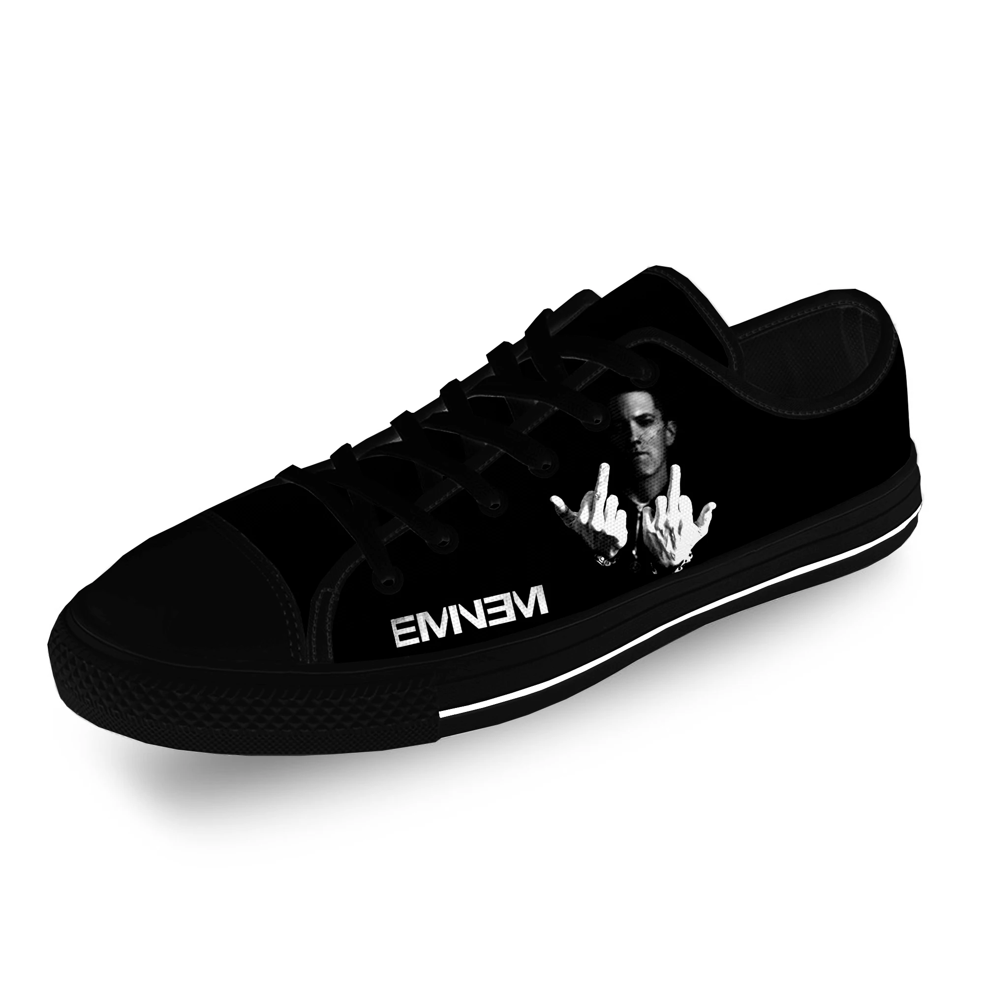 Eminem Hip Hop Rapper Rap Singer Casual Cloth Fashion 3D Print Low Top Canvas Shoes Men Women Lightweight Breathable Sneakers