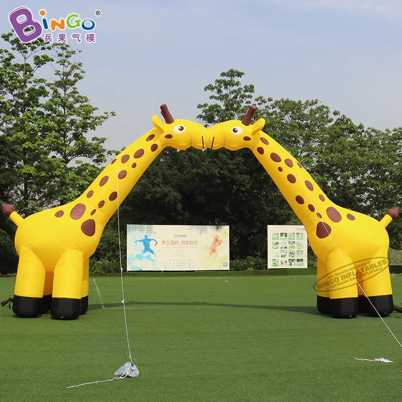 Large 10x5.3 Meters Inflatable Giraffe Arch Lovely Advertising Cartoon Animal Archway for Decoration