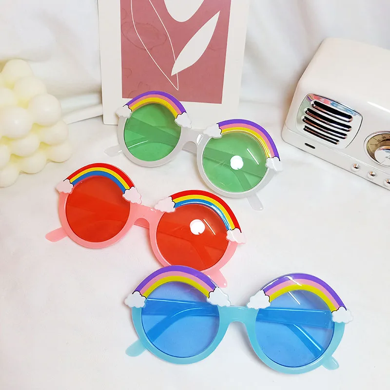 Round Sunglasses Kids Rainbow Sun Glasses Girls Children Colorful Eye Lenses Baby Girl Shades Boys Yellow Shade Cheap Wholesale