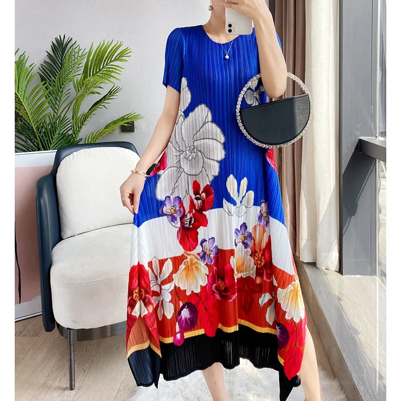 

Mrs. Miyake's Wide And Too Big Dress 2024 Spring New Style Loose Fashion Large Size Printing Fat Mm Women