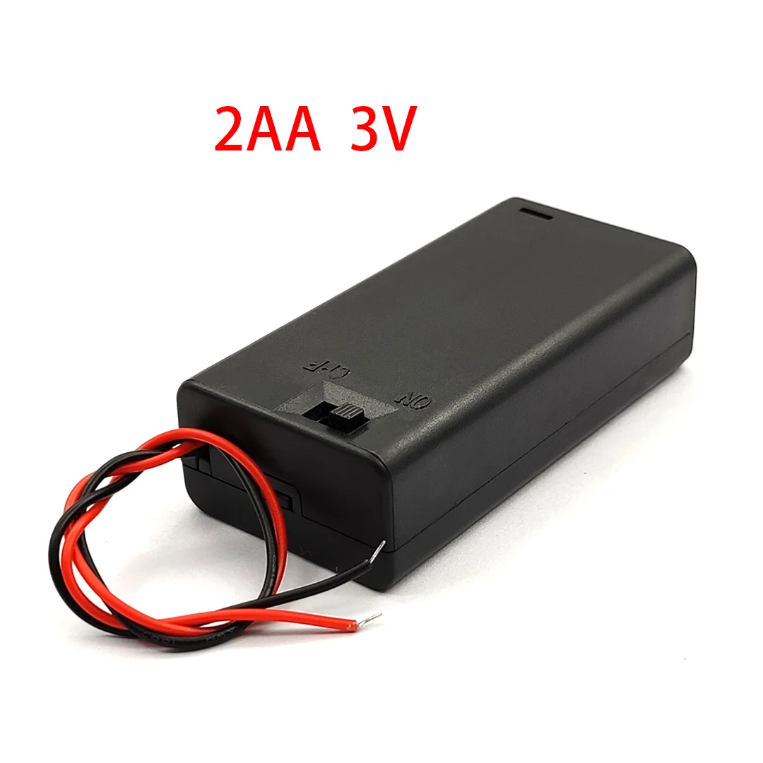 Hohe Qualität 2AA 3V Batterie Fall Halter AA Batterie Box Basis Sockel Mit Drähte, Schalter und Abdeckung, batterie Fall aa