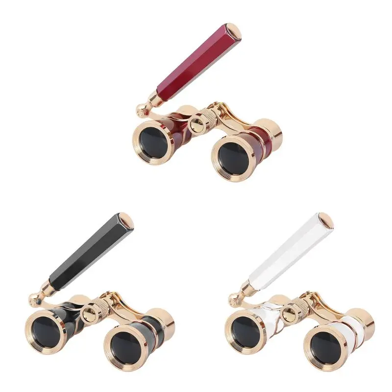 Mini Vintage Glasses Binocular Telescope with Handle Protable Fashion Women Elegant Multipurpose Opera Theater Horse