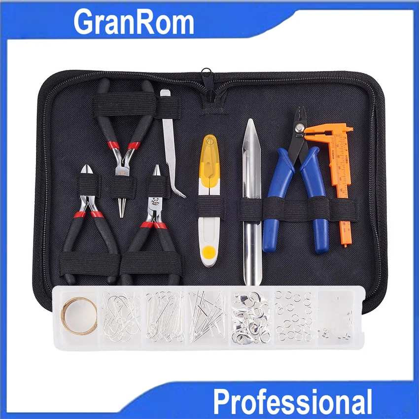 

Jewelry Making Tool Sets Hand Pliers DIY Material Kit for Earrings Round Flat Nose Side Cutting Pliers Vernier Caliper Tweezers