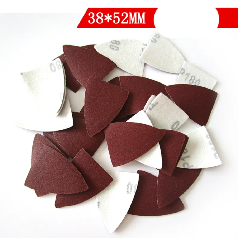 샌딩 디스크 샌딩 패드 후크 루프, 연삭 삼각형 진동 사포, 38x52mm, 60, 80, 120, 180, 240, 320, 그릿, 31 팩