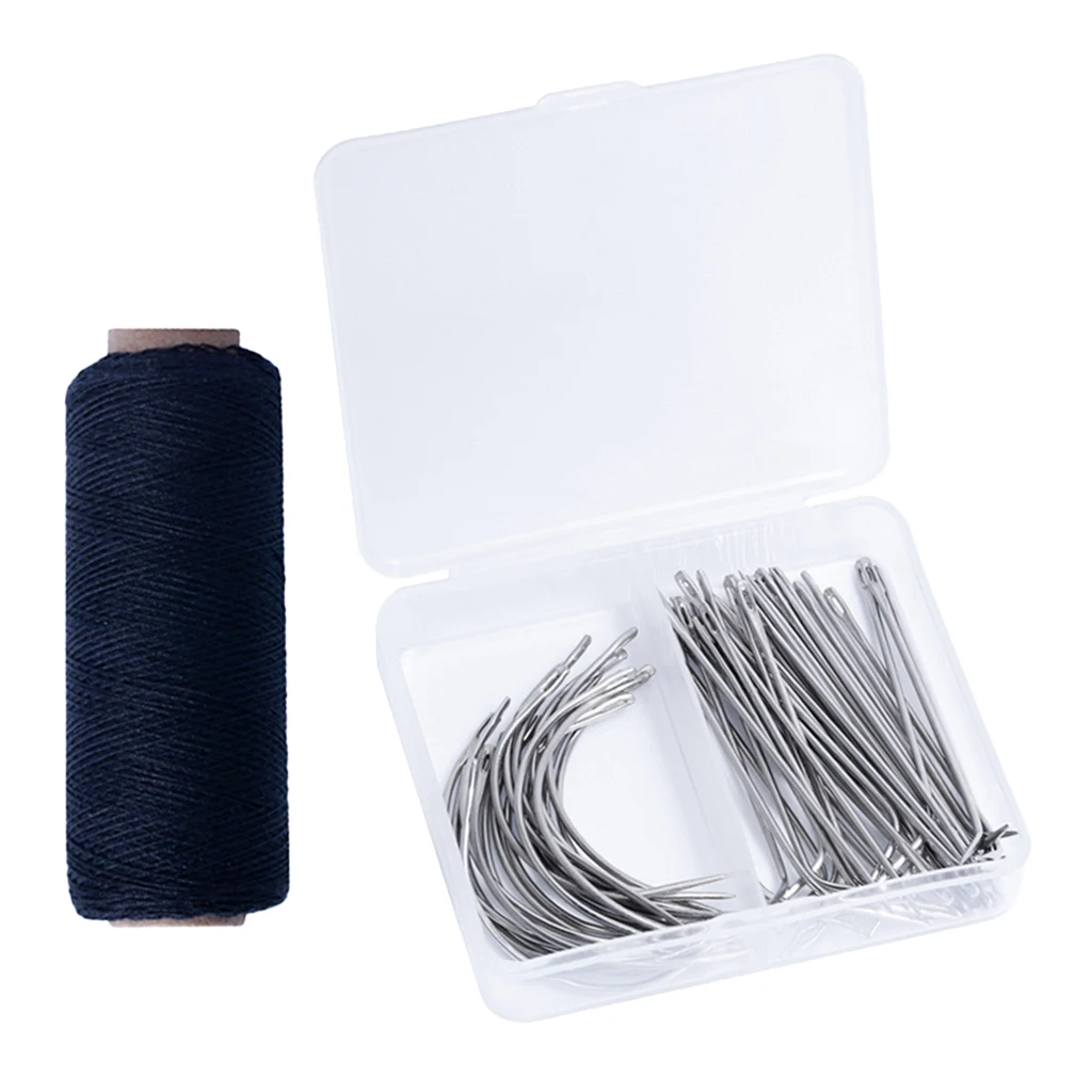 

72 Pieces Wig Making Pins Needles Set - Wig T Pins and C Curved Needles with 260 Yards Thread for Wig Making Blocking Knitting