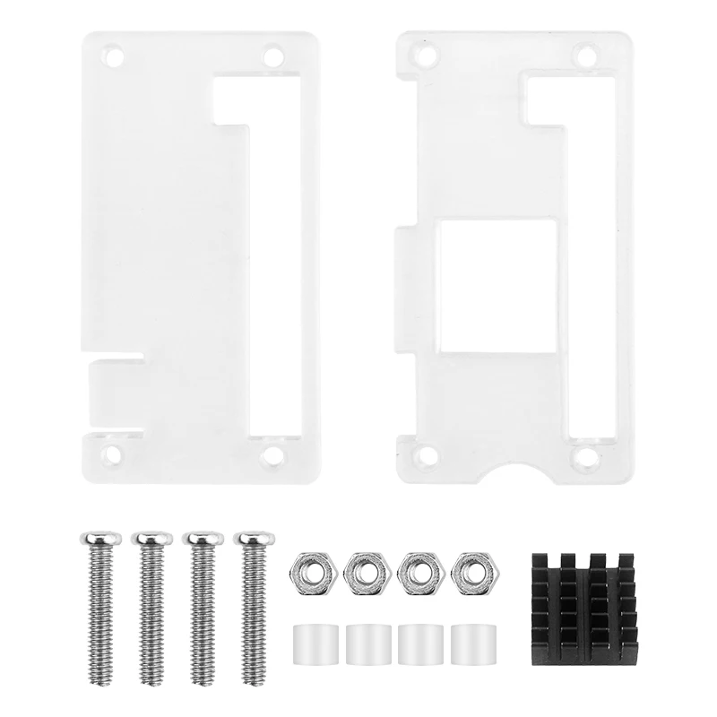 Raspberry Pi Zero 2 W Acrylgehäuse, transparente Schale mit Aluminium-Kühlkörper für Raspberry Pi Zero 2 W