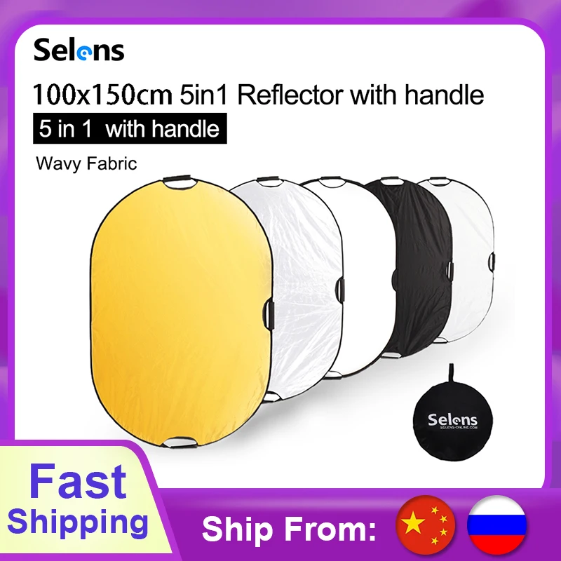 5in1 Reflector Photography 100x150CM Light Reflector Portable Camera Light Reflector with Handle Case reflector for Photography