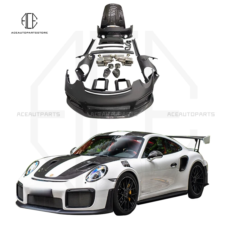 

911 Gt2Rs Style Car Body Kit Cf Frp Front Bumper Rear Bumper Side Skirts Rear Spoiler Hood For Porsche 911 991
