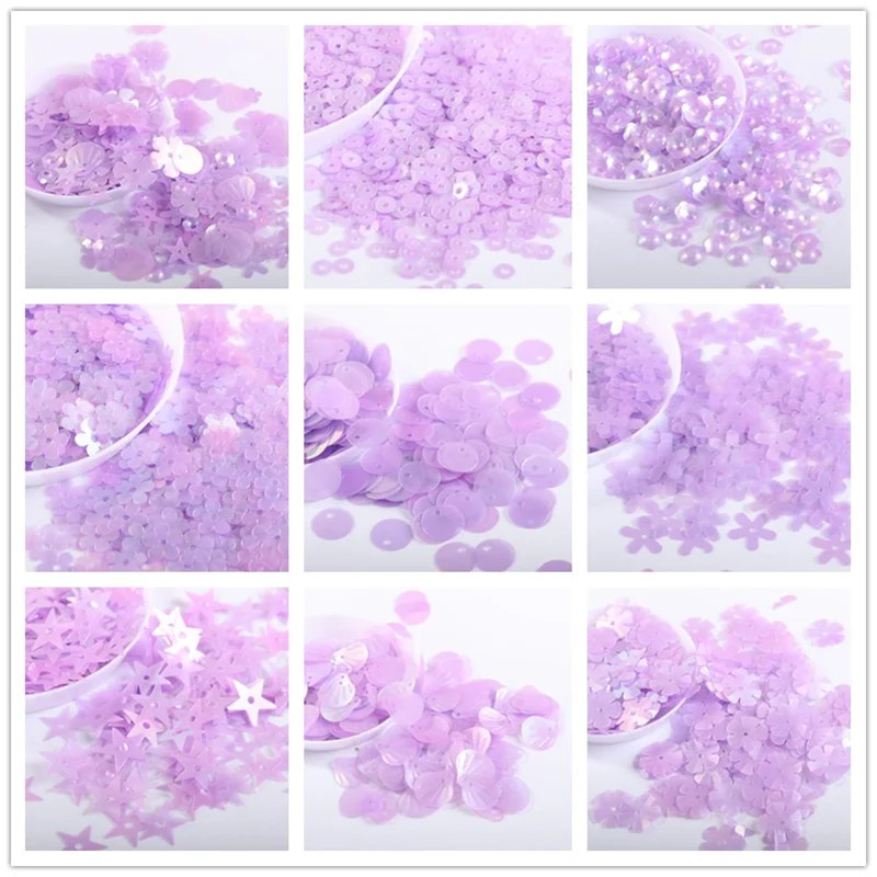 10g/back Matte purple Sequin Flower Plum Star Shell Shape Sequins Paillettes Wedding Confetti  DIY Handcraft Sewing Accessories