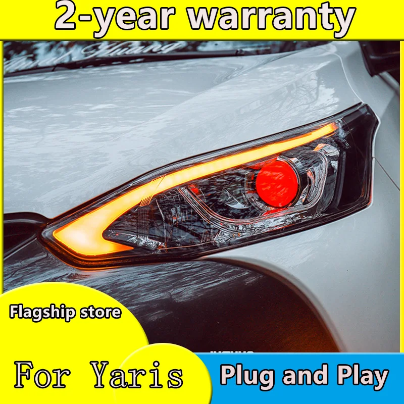 tuning cars Headlight For Toyota Yaris L 2016-2018 Headlights LED DRL Running lights Bi-Xenon Beam Fog lights angel eyes