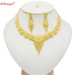 Adixyn（5 desigh）Ethnic Tassel Jewelry Earrings/Necklace Gold Color African INDIA Dubai Set For Bride Jewelry For Box N10143