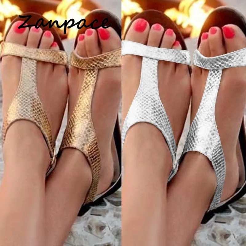 Gladiator Women Sandals Spring Summer Tide Gold Roman Flat Women Shoes Large Size 43 Casual Flat Sandals Beach Chaussures Femme