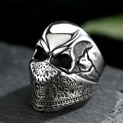 Anillo Hombre Wholesale Stainless Steel Gothic Skull Mask Face Ring Biker Hiphop Rock Jewelry Unique Fashion Gift For Men