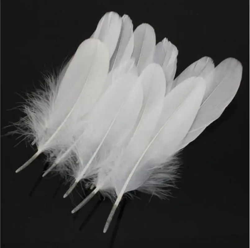 Hard Pole White/Black Goose Feathers for Crafts Plumes 6-8inch/15-20cm Jewelry Duck Pheasant Feather Wedding Home Decoration