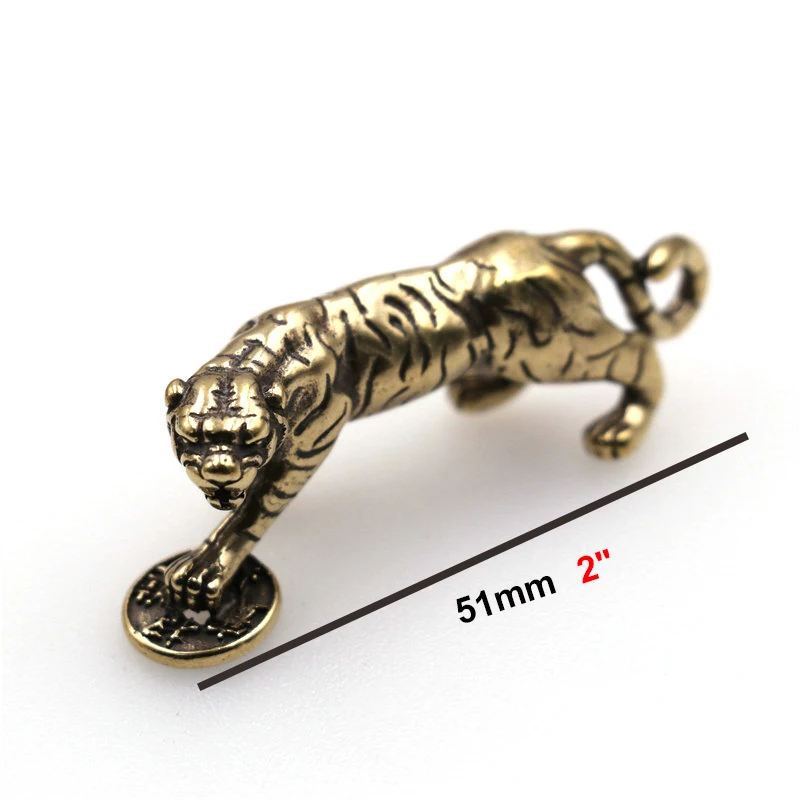 1x Retro Brass Punk Tiger Pendant Necklace Key Ring Pendant Creative Gifts leather bag wallet chain diy decoration 51mm (2\