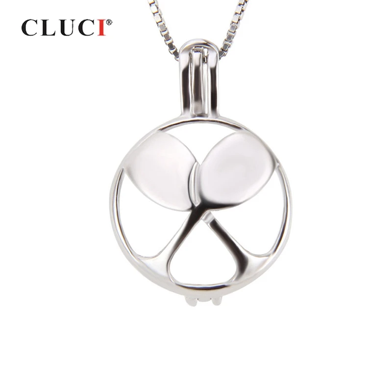 CLUCI 925 Sterling Silver Table Tennis Sporty Women Charms Pendant Round Sport Symbol Real Silver 925 Pearl Locket SC220SB