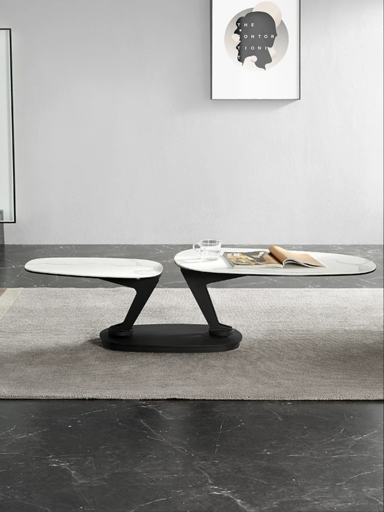 

round rotary rock plate tea table Nordic Light luxury modern small family living room household combined round tea table
