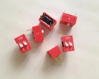 10PCS/LOT DS-01 DS-02 DS-03 DS-04 DS-05 DS-06 DS-07 DS-8 DS-10 DS-12 2.54MM Red Flat Dial Code Dial Switch