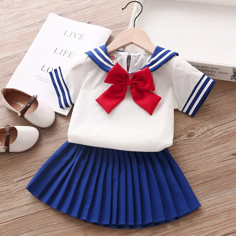 Summer School Girls Skirts Princess Mini Pleated Skirt Uniform Cute Short Sleeves Customes Cosplay Party Outwear Suits