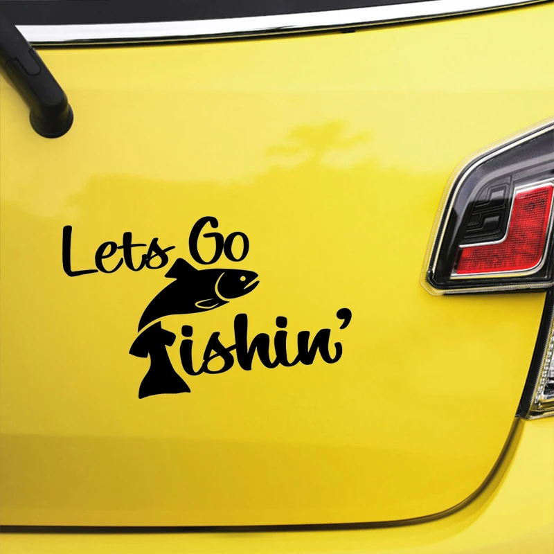 Lets Go Fishin' Die-Cut Vinyl Decal Car Sticker Waterproof Auto Decors on Car Body Bumper Rear Window Laptop Choose Size #S60187