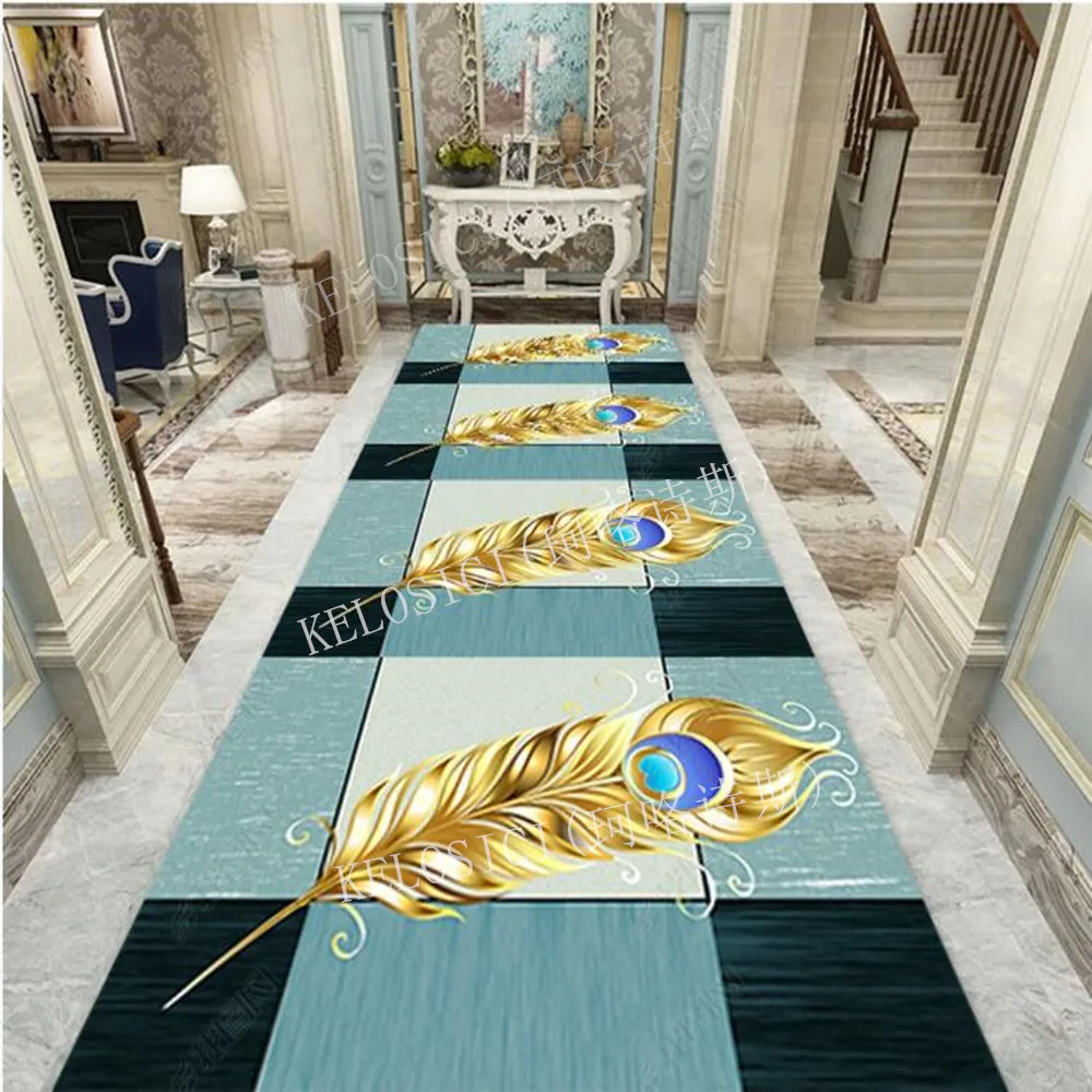 

Luxury Feather Pattern Living room/bedroom Carpets Hallway Soft Solid Carpet Absorb Water Kitchen Antiskid Mat/Rugs Home Doormat