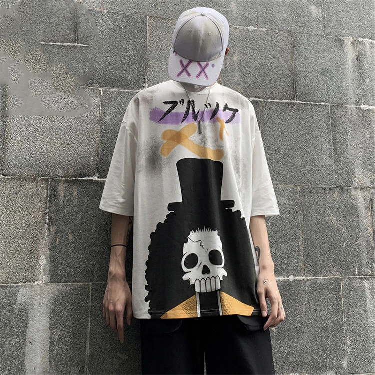 Harajuku Anime Tshirt Streetwear Men Casual Loose Japan Shirts Boy Summer Cartoon T Shirt Fashion Ulzzang Oversized Tshirt Femme