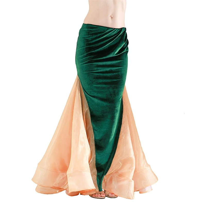 Buikdans Rokken Vrouwen Fluwelen Mesh Maxi Rok Buikdansen Kleding Pakket Hip Fishtail Mermaid Rok Buikdans Kostuums