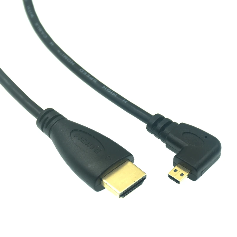 Micro HDMI kompatybilny lewy i prostopadły 90 stopni Micro HDTV, aby kabel HD do aparatów cyfrowych i telefonów tablety 50cm 150cm 200cm