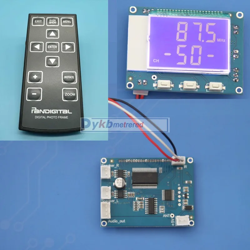 FM Stereo Receiver module  5W+5W POWER amplifier LCD display Digital Radio Remote Control Volume Adjustable  DC 3.6-5V