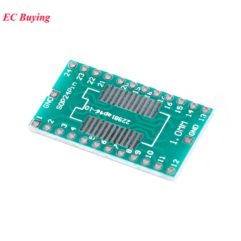 10pcs SOP24 SSOP24 TSSOP24 to DIP24 Transfer Board Adapter PCB Pinboard SMD Turn DIP Pin IC Test Plate 1.0mm 2.54mm Pitch Socket