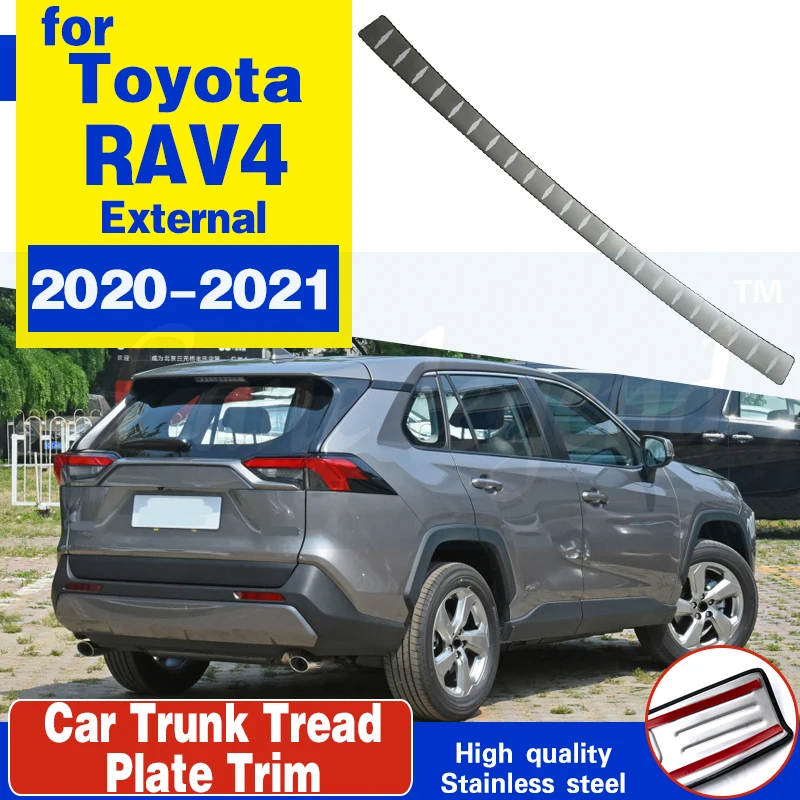 Car-styling Ultra thin stainless steel car Rear Bumper external Protector Sill Trunk Tread Plate Trim for Toyota RAV4 2020 2021