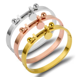 Zalman Stainless Steel Tag Bracelet Bangles Women Accessories Rose Gold Color Pulseiras Luxury Brand Bracelets Classic Jewelry