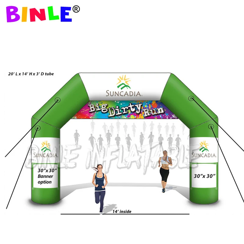 Run-through inflatable angle arch durable start welcome finish line gate race display sport for outdoor event display