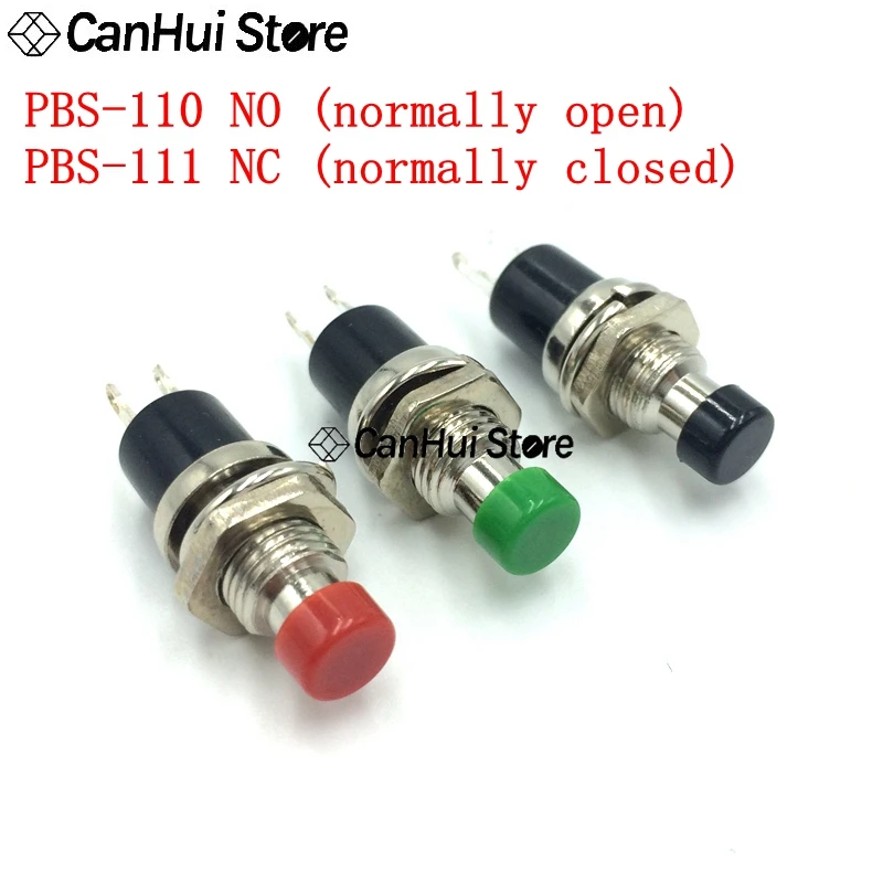 10Pcs PBS-110 -111 7MM Momentary Push Button Switch Press The Reset Switch ON OFF Button Micro Switch Normally Open closed NO/NC