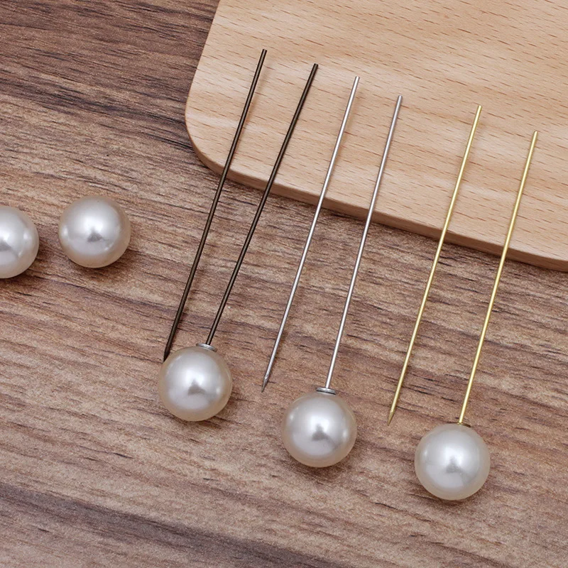 

200pcs 70mm Brooch Pins with Immitation Pearl Stoppers Clothes Fixed Pin Copper Pins Buckle Brooches for Women Accessories